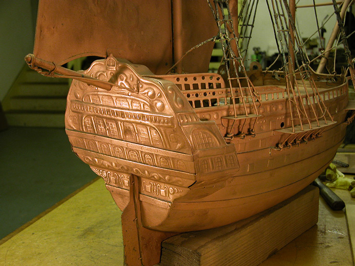 Merchant-and-Makers-Michael-Johnson-The-Copper-Works-Newlyn-3-Detail-of-Galleon