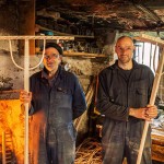 John Rudd (left) and son Graeme Rudd; 3rd and 4th generations of Rudd’s Rake Factory, Cumbria.
