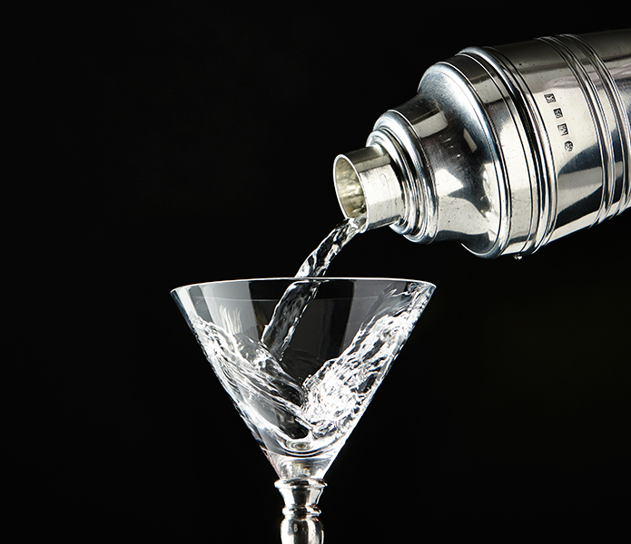 'Piemonte' Pewter Cocktail Shaker and 'Barolo' Pewter & Crystal Martini Glass