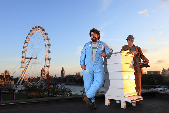 Hives on the roof of the Royal Festival Hall, London. Image © Éric Tourneret / www.thehoneygatherers.com.