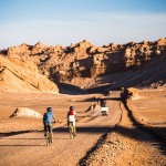 Cycling in Moon Valley, Valle de la Luna, Atacama Desert, North Chile. Image courtesy of Alto Atacama Desert Lodge & Spa.