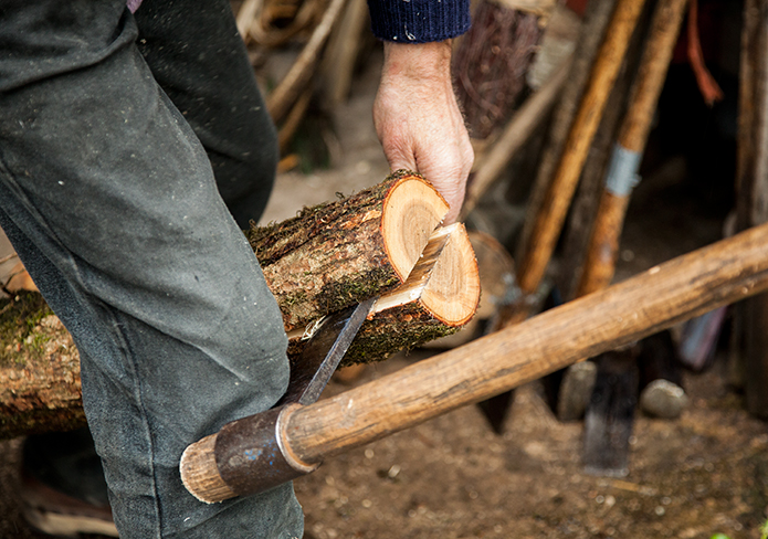 Merchant-and-Makers-How-To-Make-A-Cumbrian-Oak-Swill-Basket-5-Cleaving-Oak